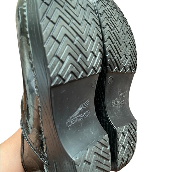 Dansko Clogs Pewter Floral Patent Womens 40 US 9.5-10 Black - Picture 5 of 5